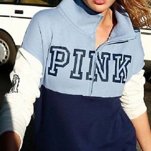 PINK Blue Pullover Zip Hoodie